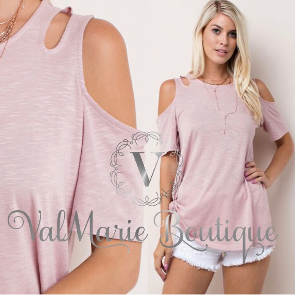🌸SZ S LAST 1- Mauve Soft Cold Shoulder Top - Picture 3 of 4